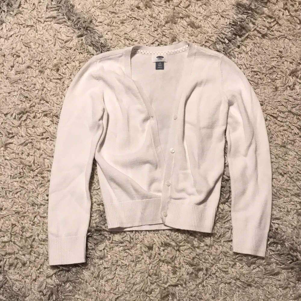 Girls white old navy cardigan size 10/12